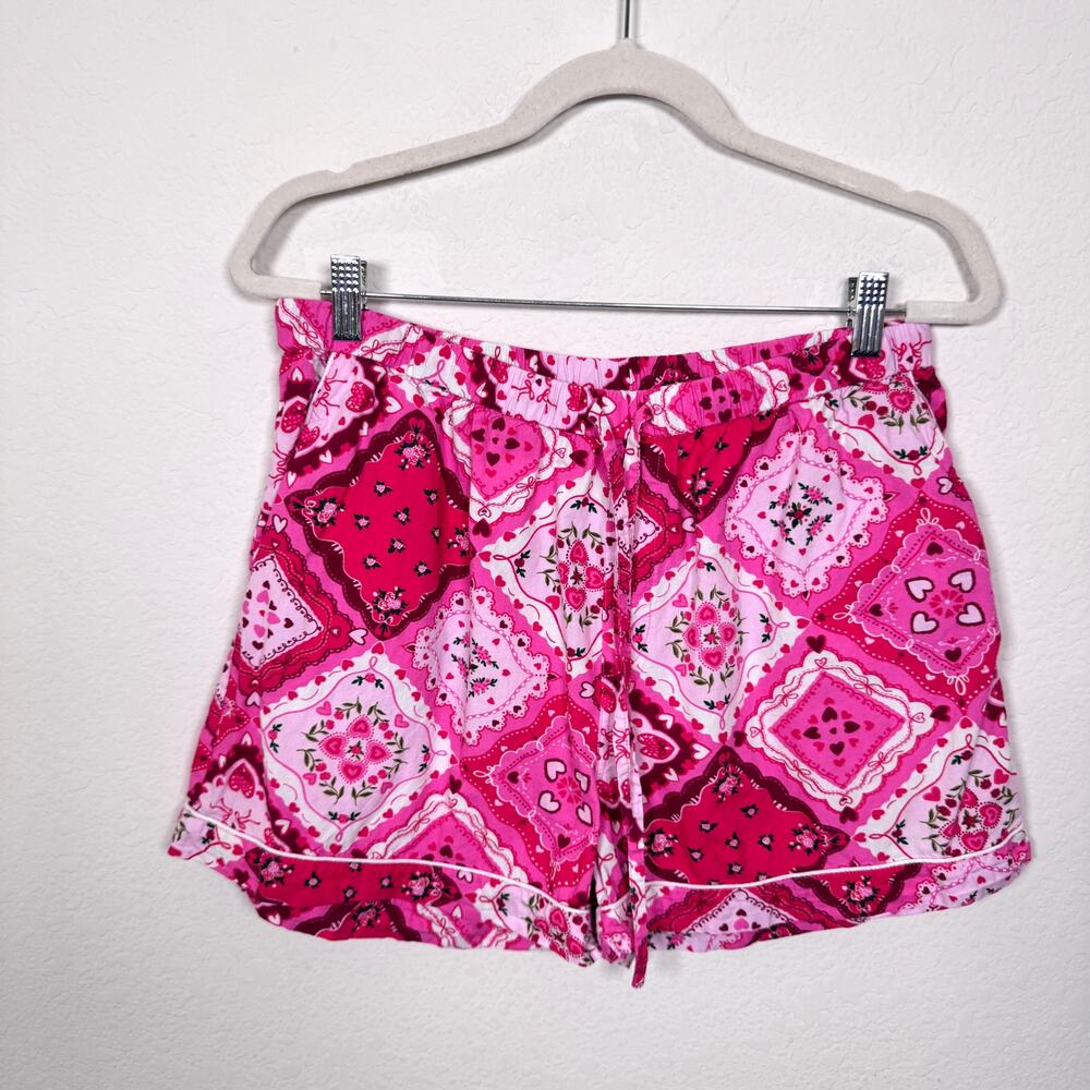 Printfresh Women Vintage Valentine Sleep Short Pajama Size L Organic Cotton Pink